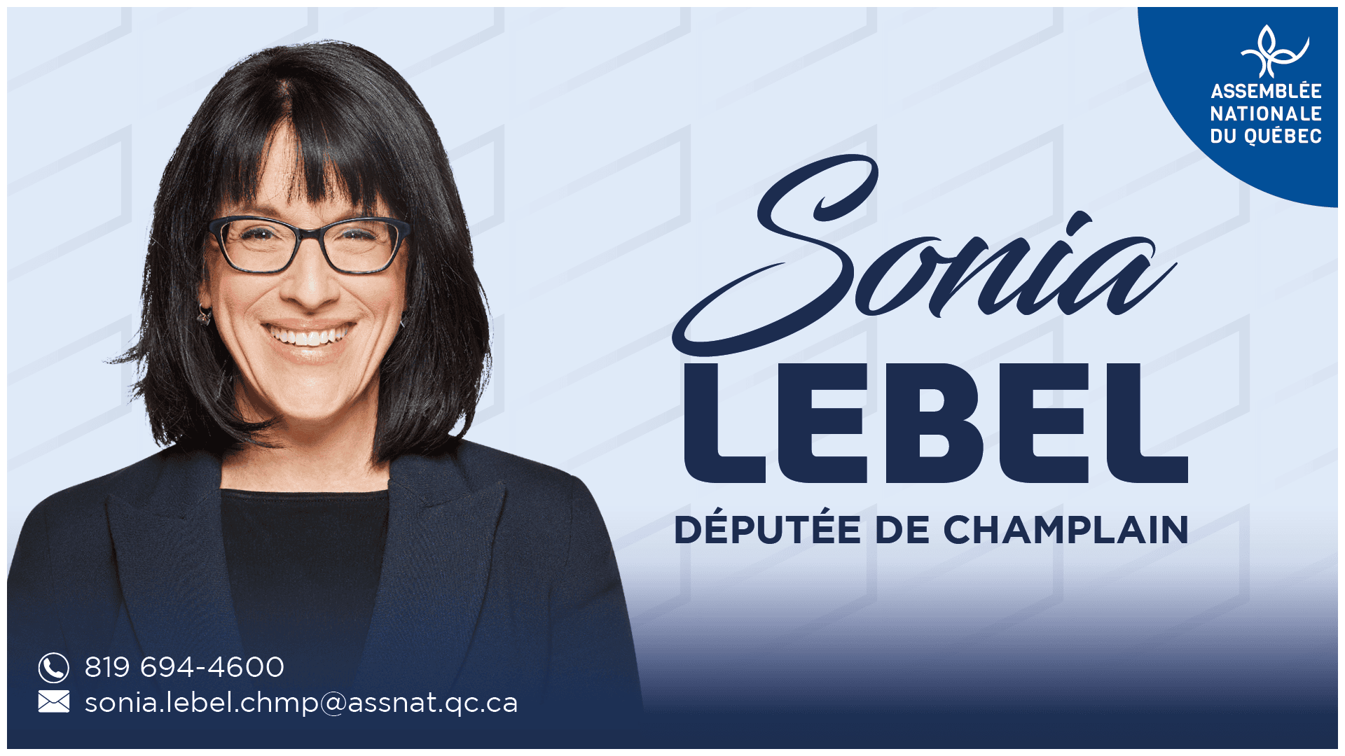 Carte d'affaires Sonia LeBel avec coordonnées